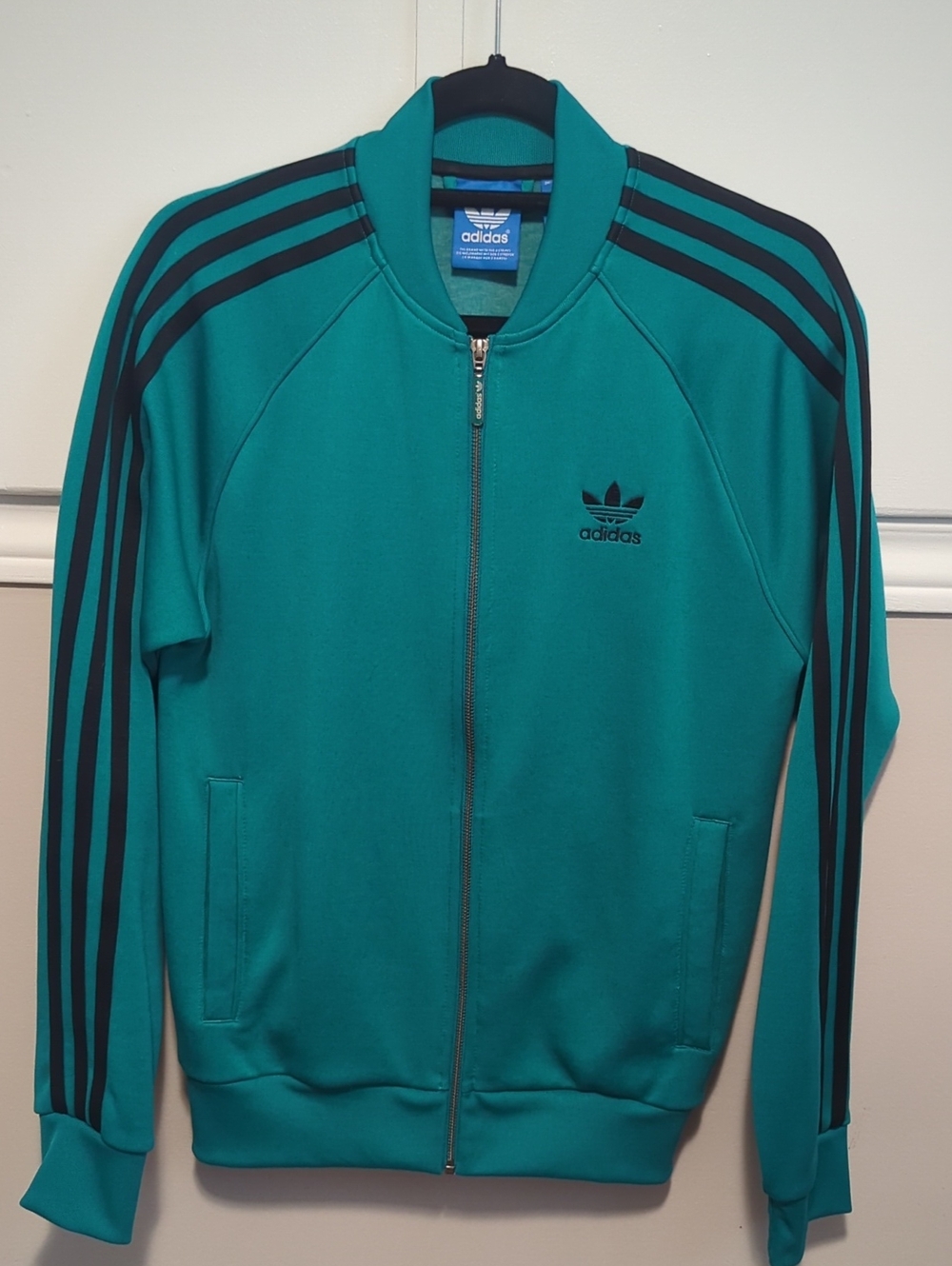 adidas Teal Track Jacket with Black Three Stripes